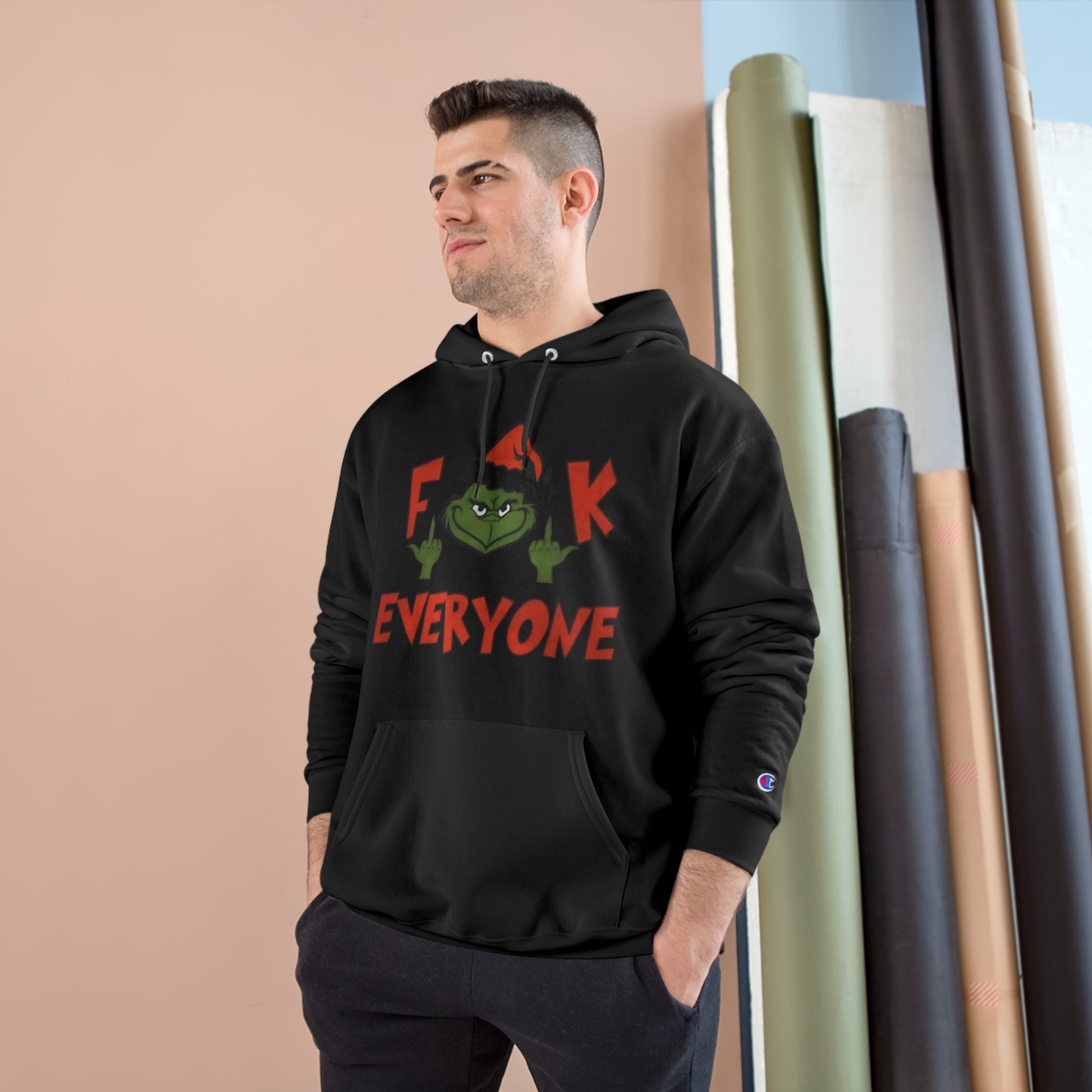 GRINCH F@CK EVERYONE Champion Hoodie Printify