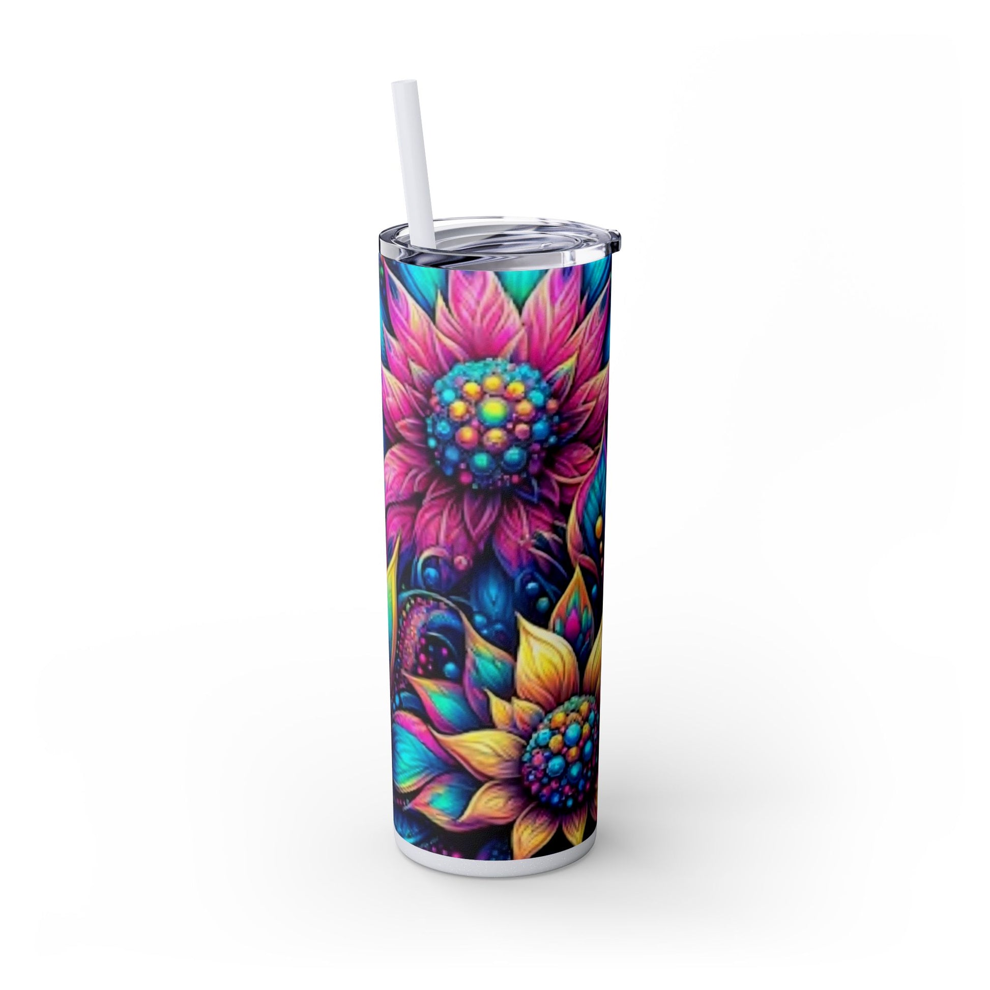 3 FLOWER BRT - Skinny Tumbler with Straw, 20oz - Rock n Royalty Designs