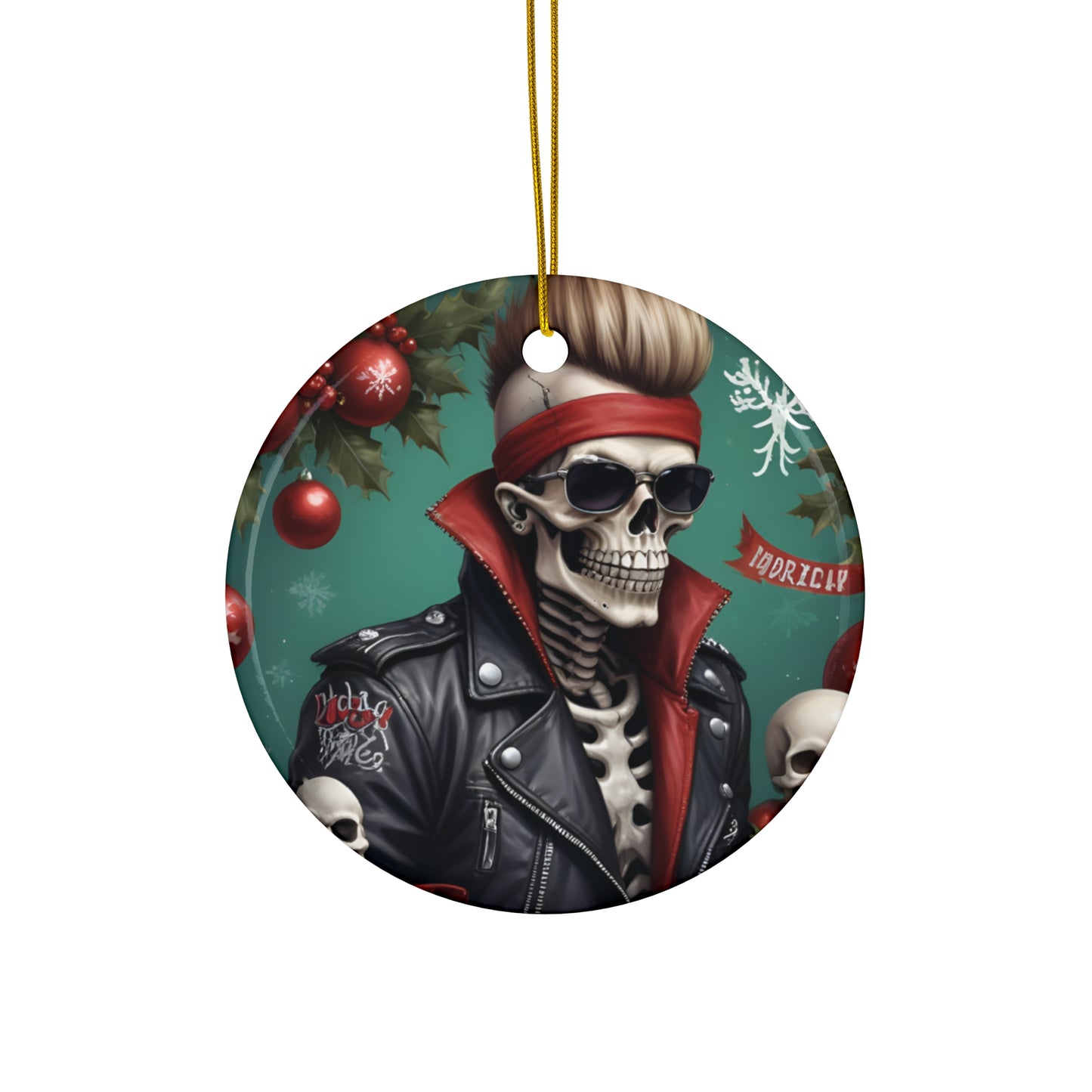 ROCK ON CHRISTMAS  - Ceramic Ornament Printify