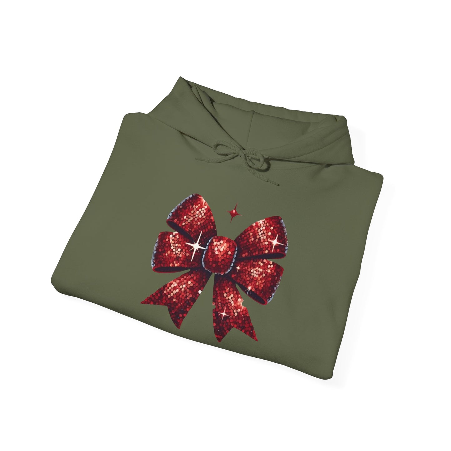 "Red Glitter Bow Hoodie | Christmas Holiday Sweatshirt" Printify