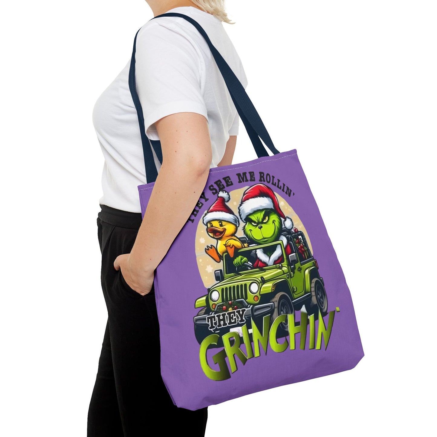 Funny Grinch Tote Bag - They see me Rollin, they Hàtin Printify