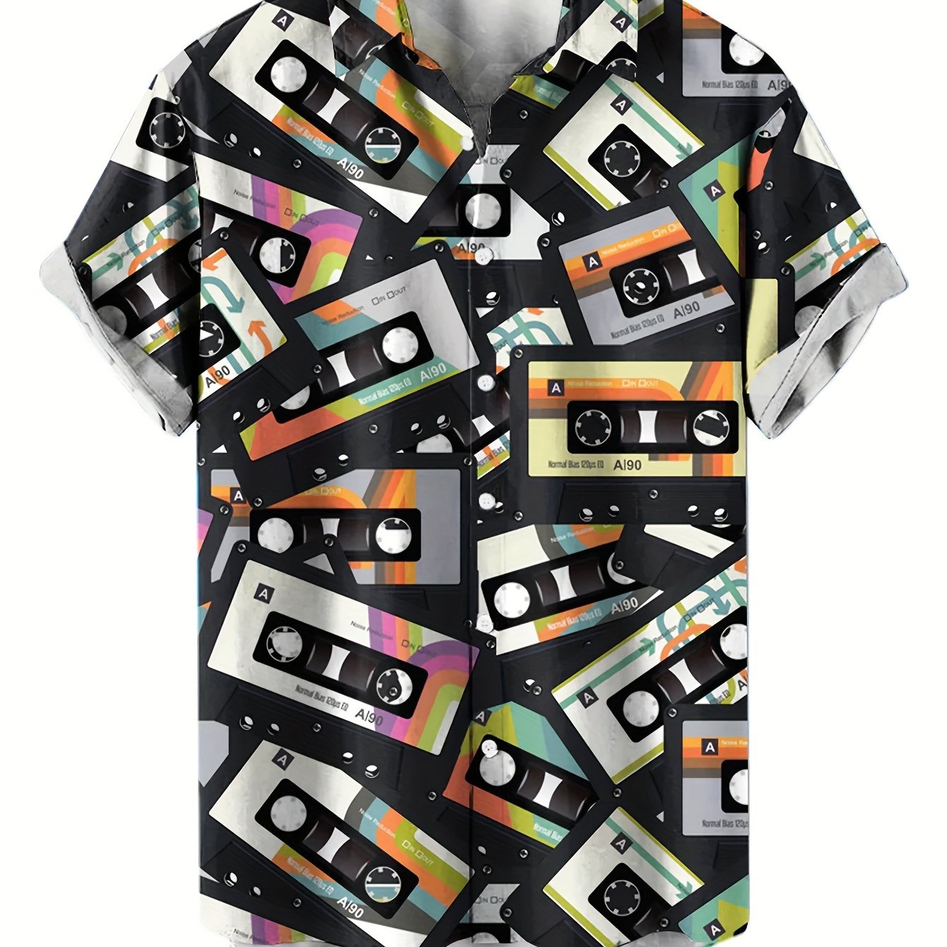 Vintage Cassette Tapes Design Print Men's Hawaiian Style Shirt - Rock n Royalty Designs