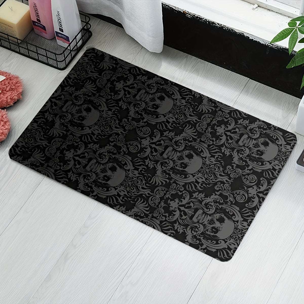 Add a Vintage Touch to Your Home with this Vintage Gothic Skull Damask Area Rug! - Rock n Royalty Designs