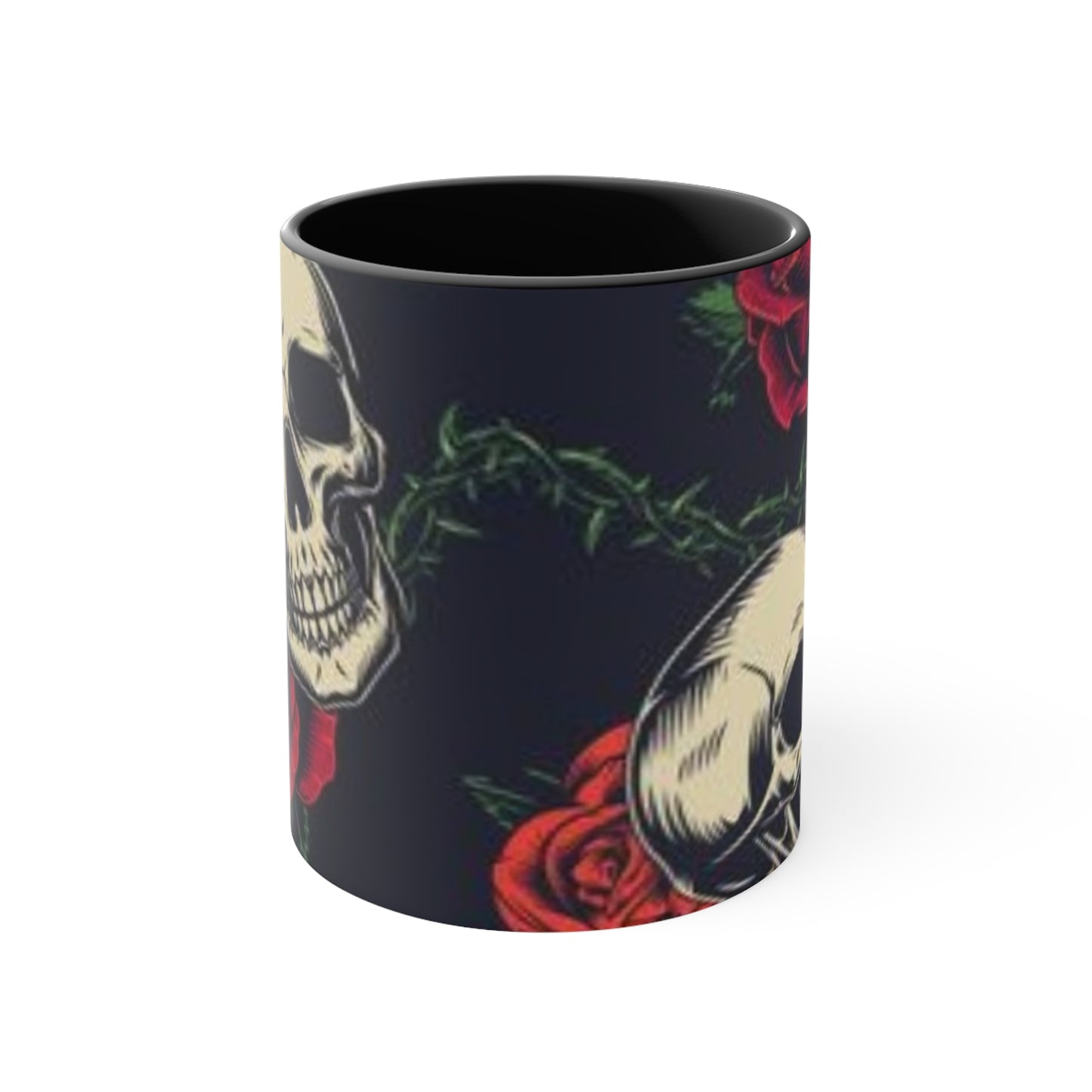 "Gothic Skull and Roses Coffee Mug - Red Interior" Printify