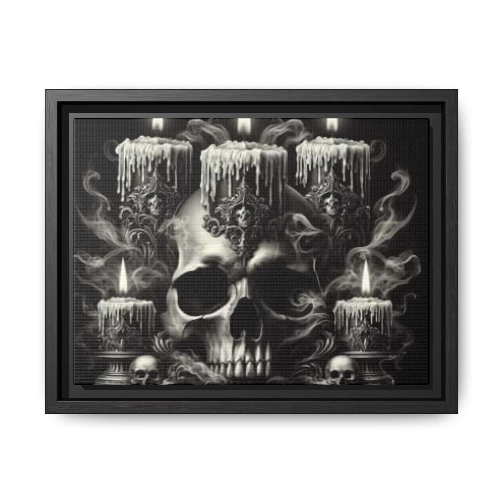 "Gothic Skull Candle Art | Framed Dark Fantasy Wall Decor | Macabre Home Accent"