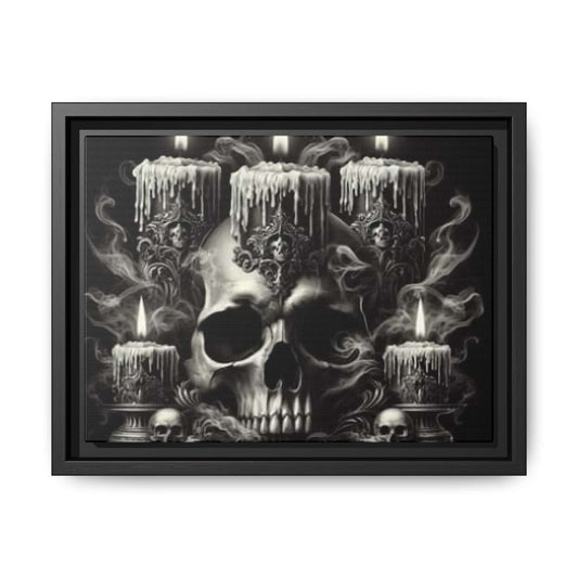 "Gothic Skull Candle Art | Framed Dark Fantasy Wall Decor | Macabre Home Accent"