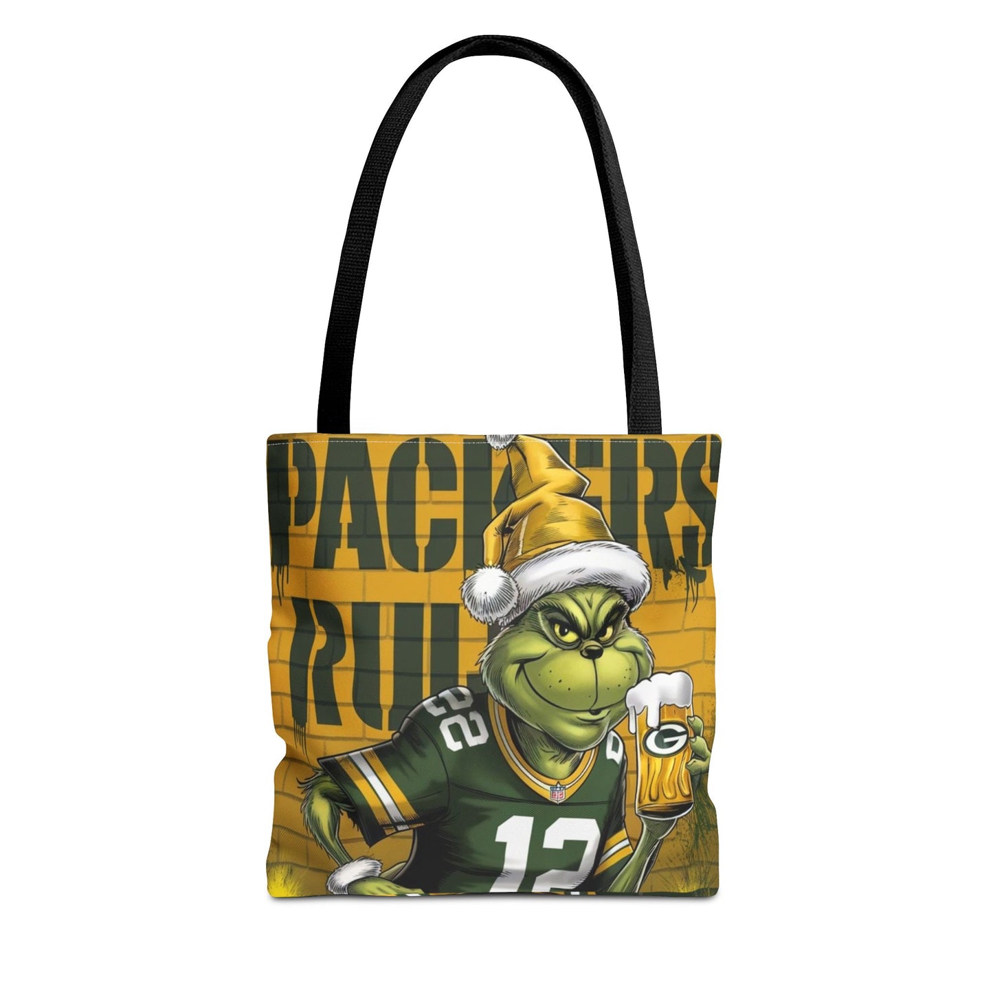 Festive Green Bay Packers Grinch Themed Tote Bag - Rock n Royalty Designs