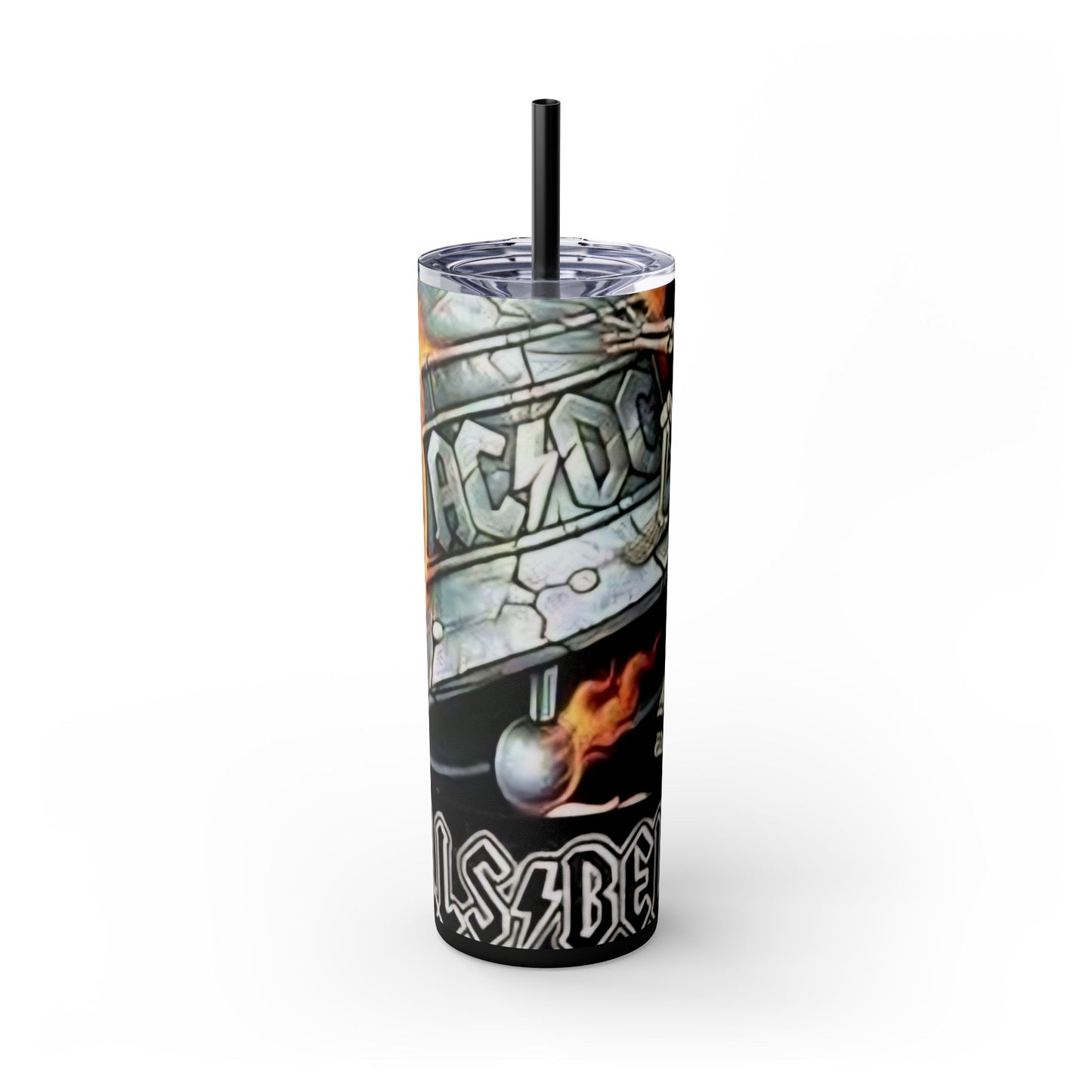 AC/DC HELLS BELLS-- Skinny Tumbler with Straw, 20oz - Rock n Royalty Designs