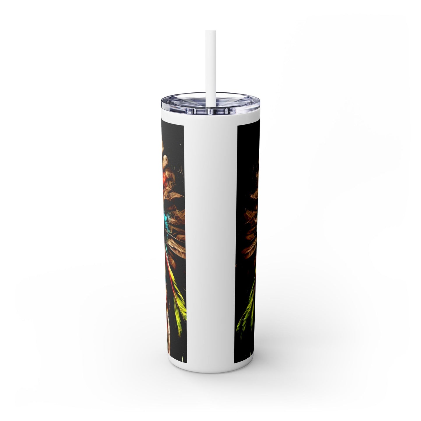 All colors Skull Indian - Skinny Tumbler with Straw, 20oz Printify