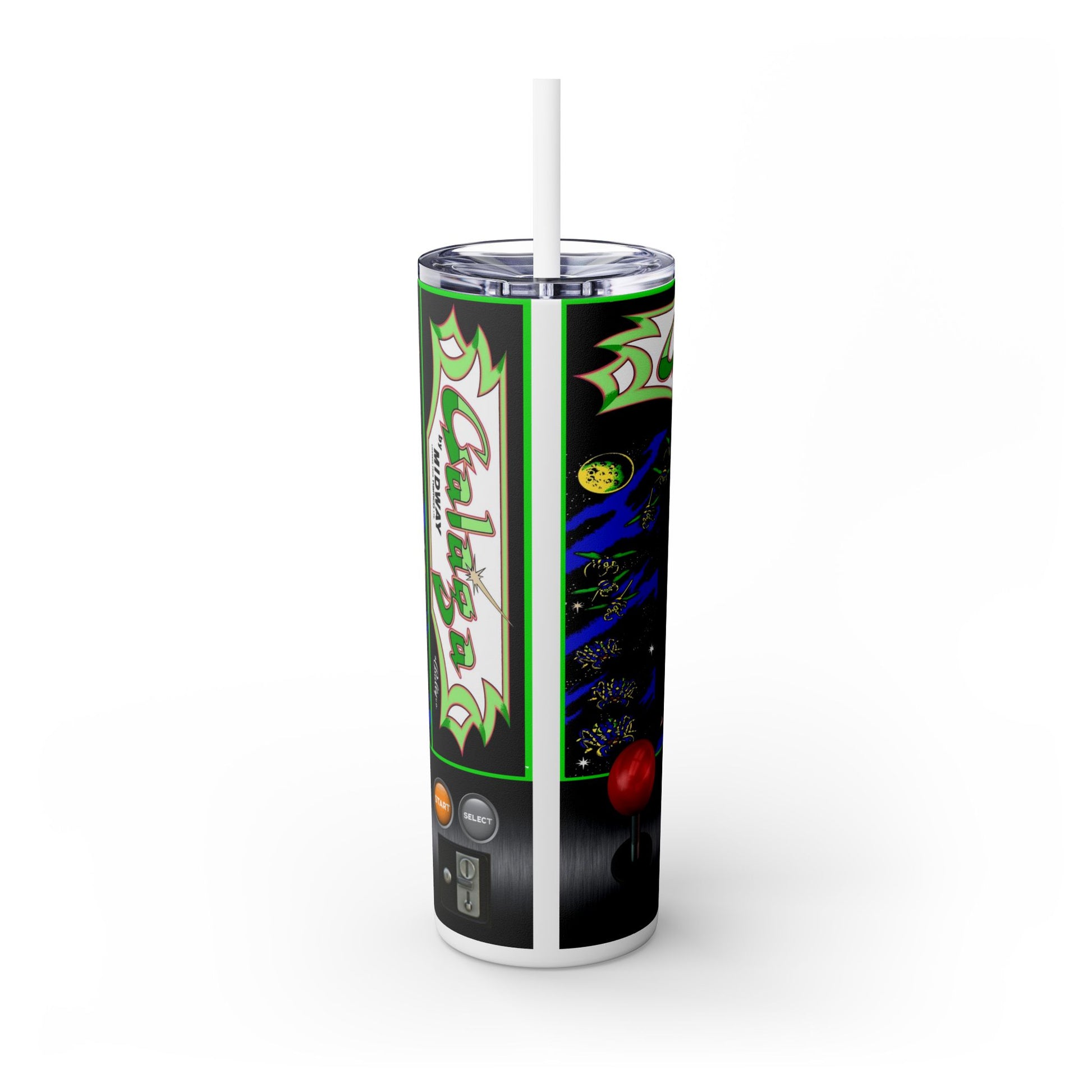 GALAGA ARCADE GAME- Skinny Tumbler with Straw, 20oz - Rock n Royalty Designs