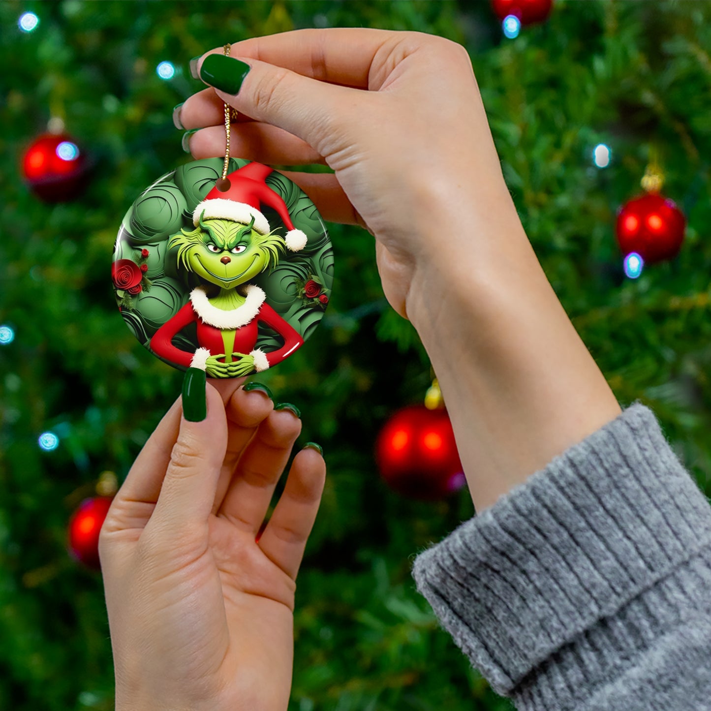 CHRISTMAS Grinch  - Ceramic Ornament Printify