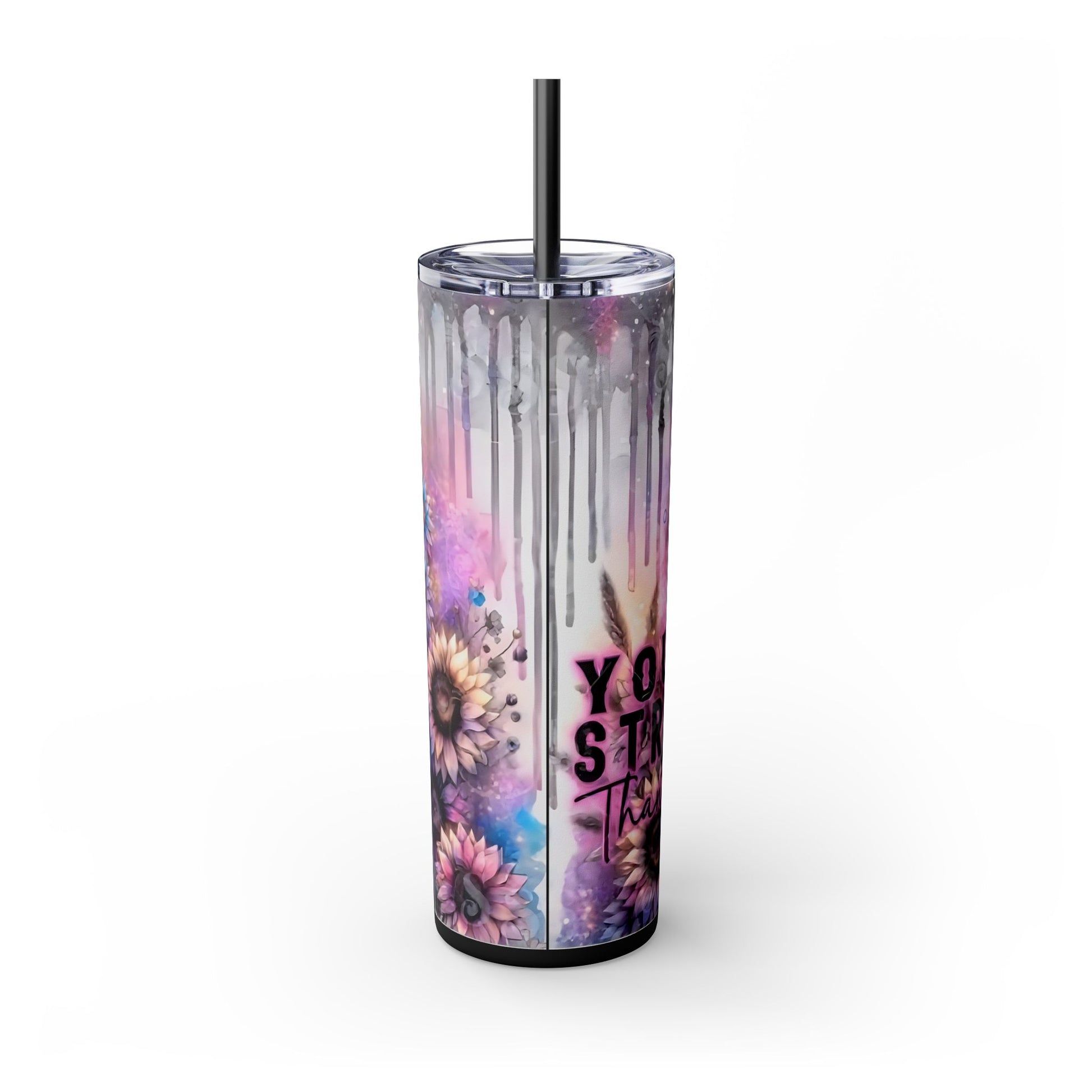 Stronger than you think - Skinny Tumbler with Straw, 20oz - Rock n Royalty Designs