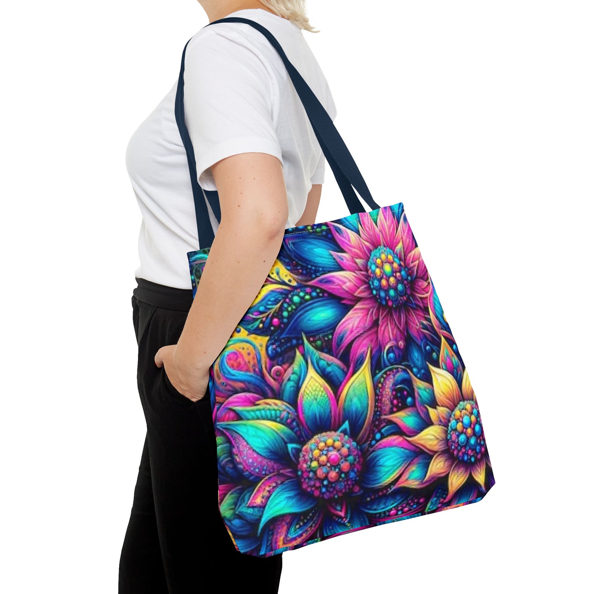 THREE BRIGHT FLOWER DESIGNS - Tote Bag (AOP) - Rock n Royalty Designs