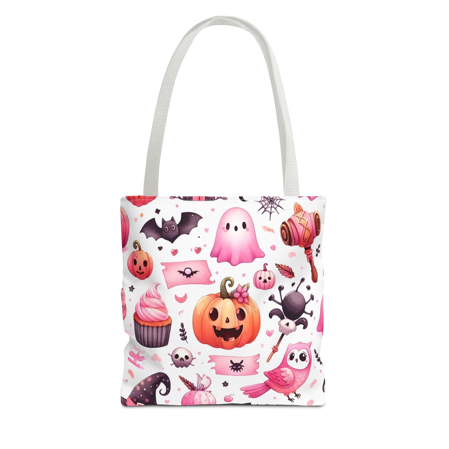 "Kawaii Halloween Tote Bag - Cute Ghost, Pumpkin & Spooky Treats Design" Printify