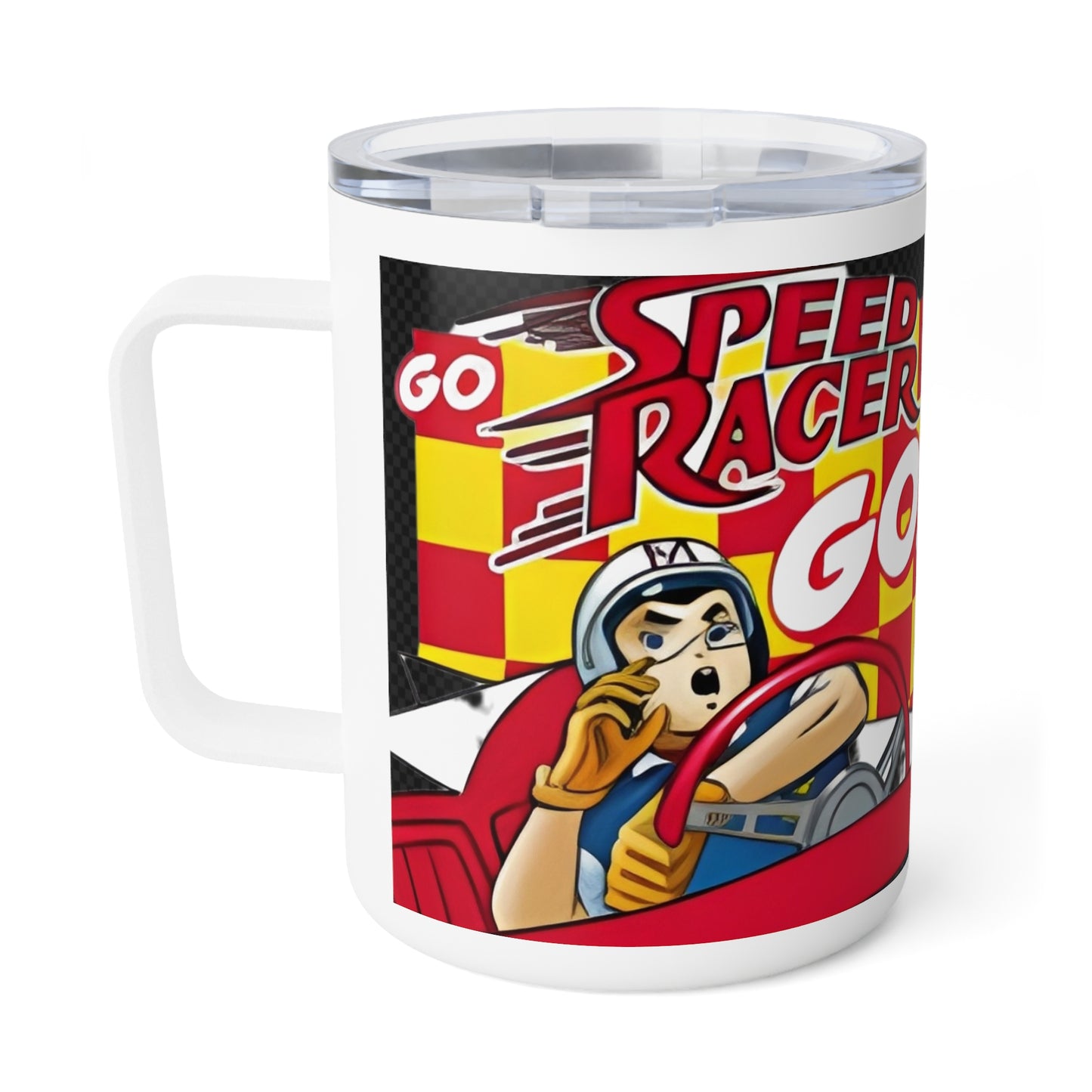 Coffee Mug SPEED RACE R  Old Cartoon 10oz Insulated