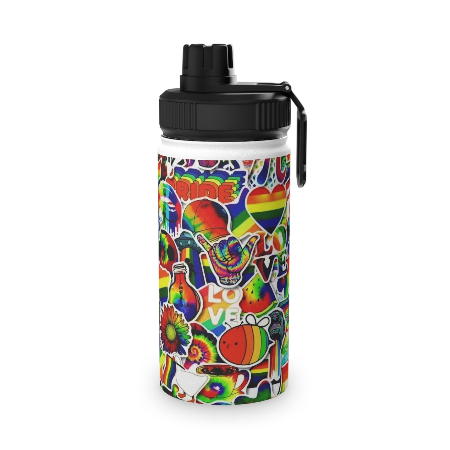 RAINBOW STICKER - Stainless Steel Water Bottle, Sports Lid - Rock n Royalty Designs