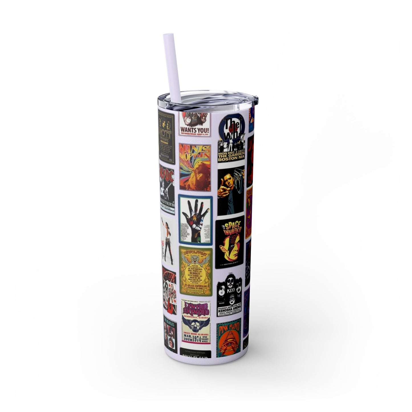 PURPLE ROSE BLUE BFLY - Skinny Tumbler with Straw, 20oz - Rock n Royalty Designs