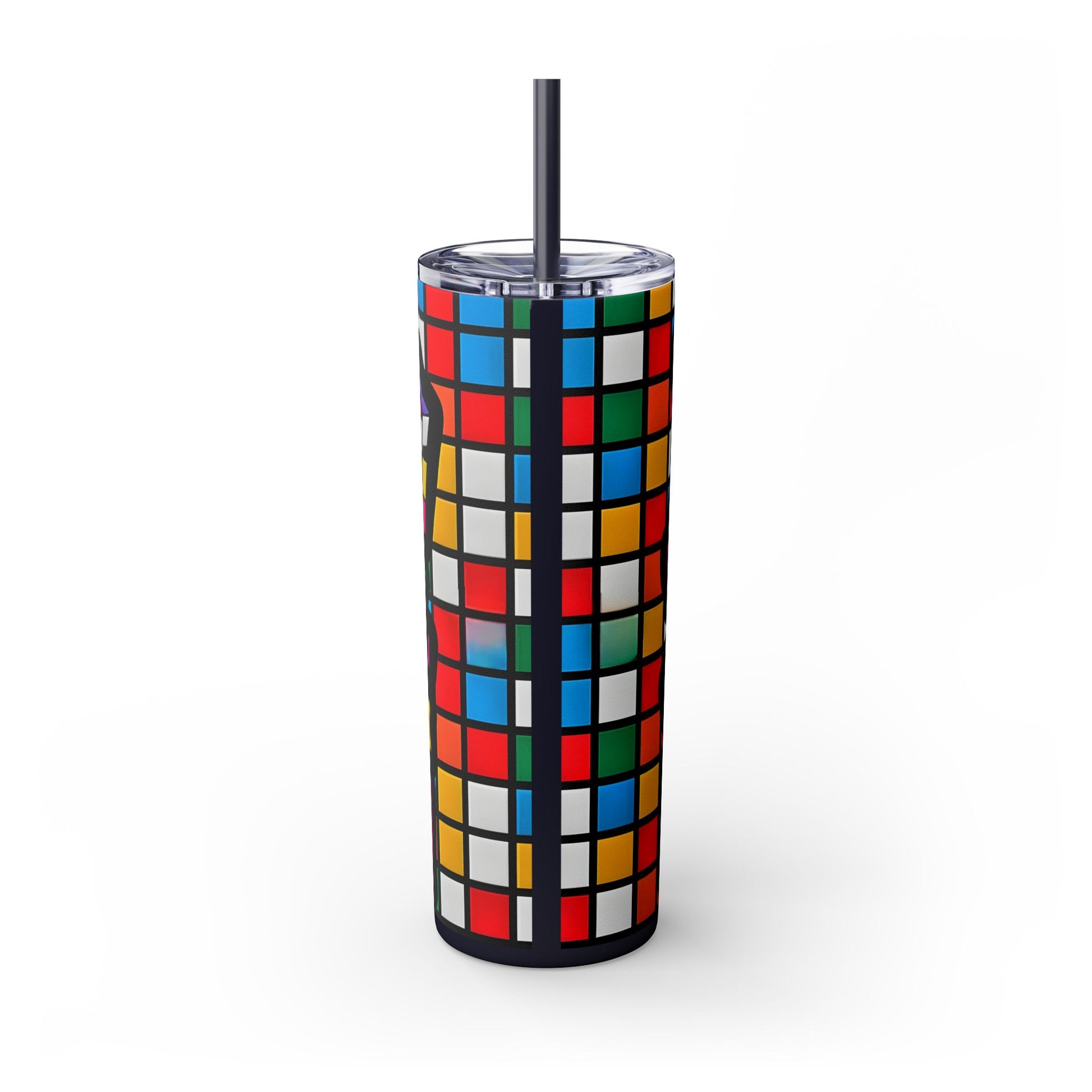 I ❤️ the 80s - Rubeks Cube Edition - Skinny Tumbler with Straw, 20oz ) / - Rock n Royalty Designs