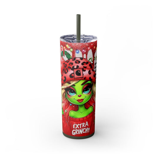 MISS GRINCH C Skinny Tumbler with Straw, 20oz Printify