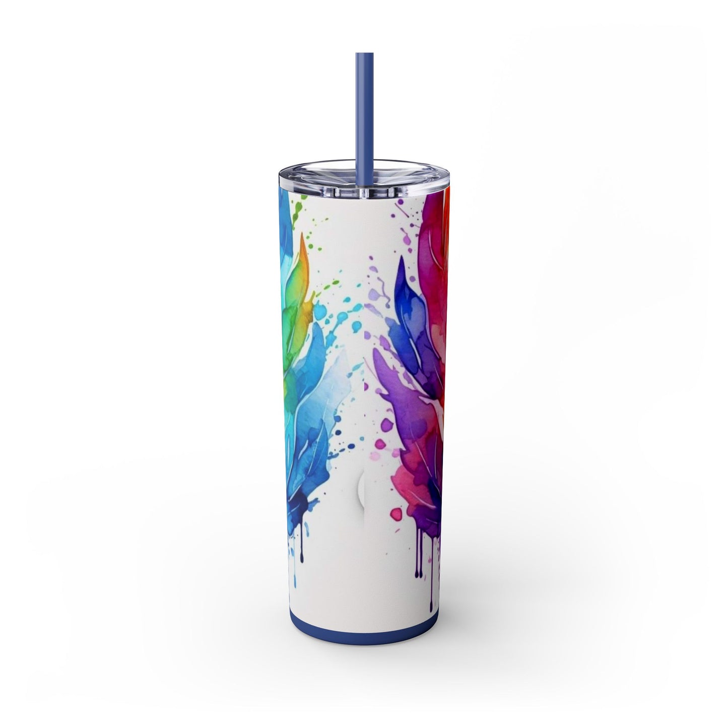 Rainbow Wngs -Skinny Tumbler with Straw, 20oz - Rock n Royalty Designs