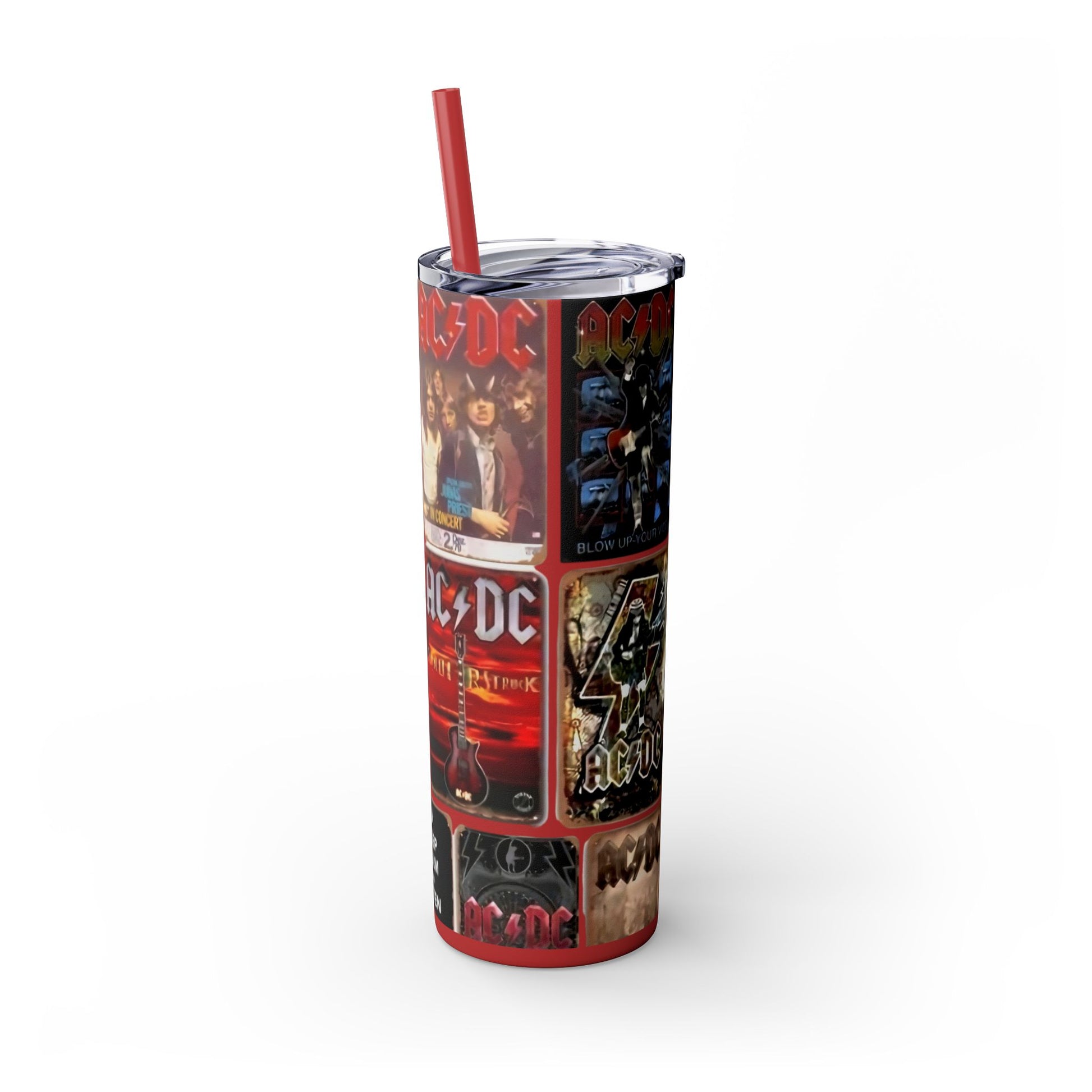 AC/DC ALBUMS - Skinny Tumbler with Straw, 20oz - Rock n Royalty Designs