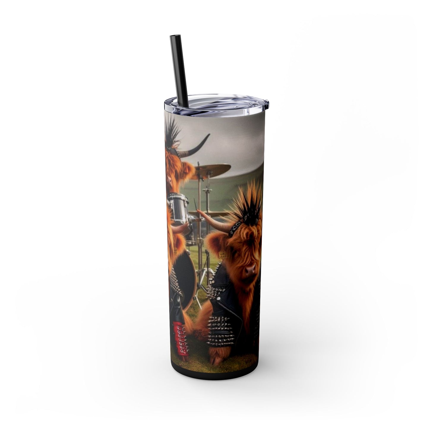 Cow Band -Skinny Tumbler with Straw, 20oz - Rock n Royalty Designs