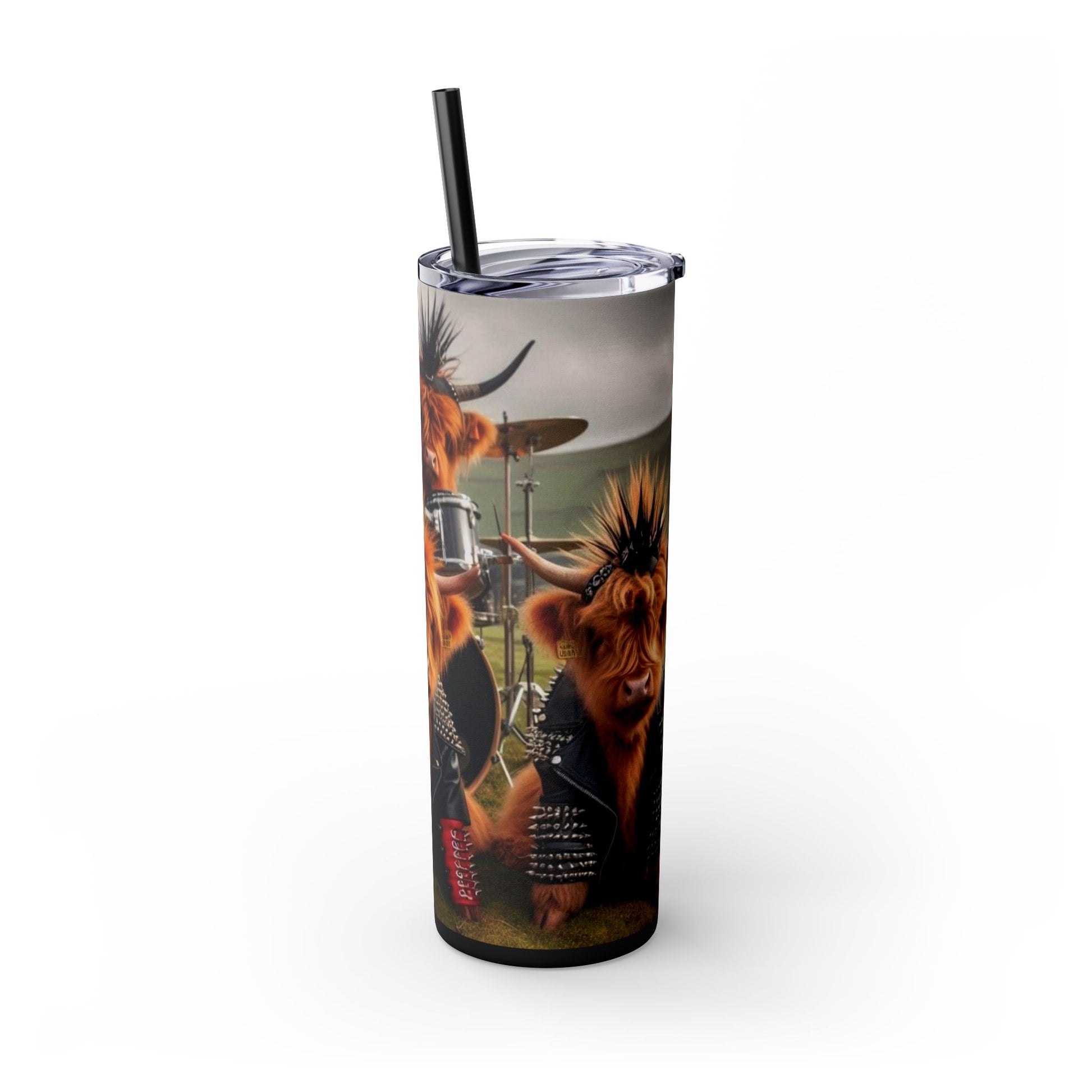 Cow Band -Skinny Tumbler with Straw, 20oz - Rock n Royalty Designs