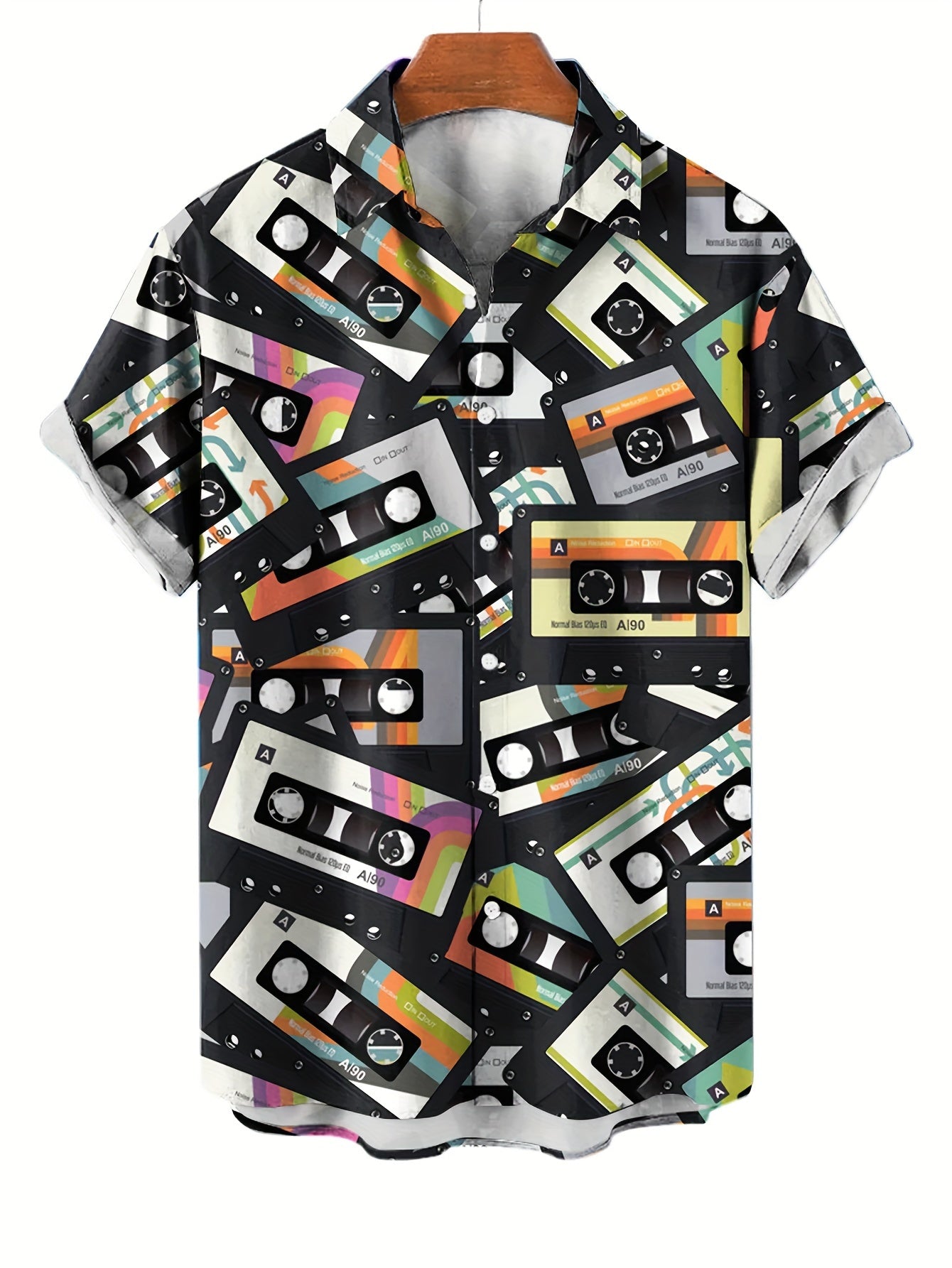 Vintage Cassette Tapes Design Print Men's Hawaiian Style Shirt - Rock n Royalty Designs