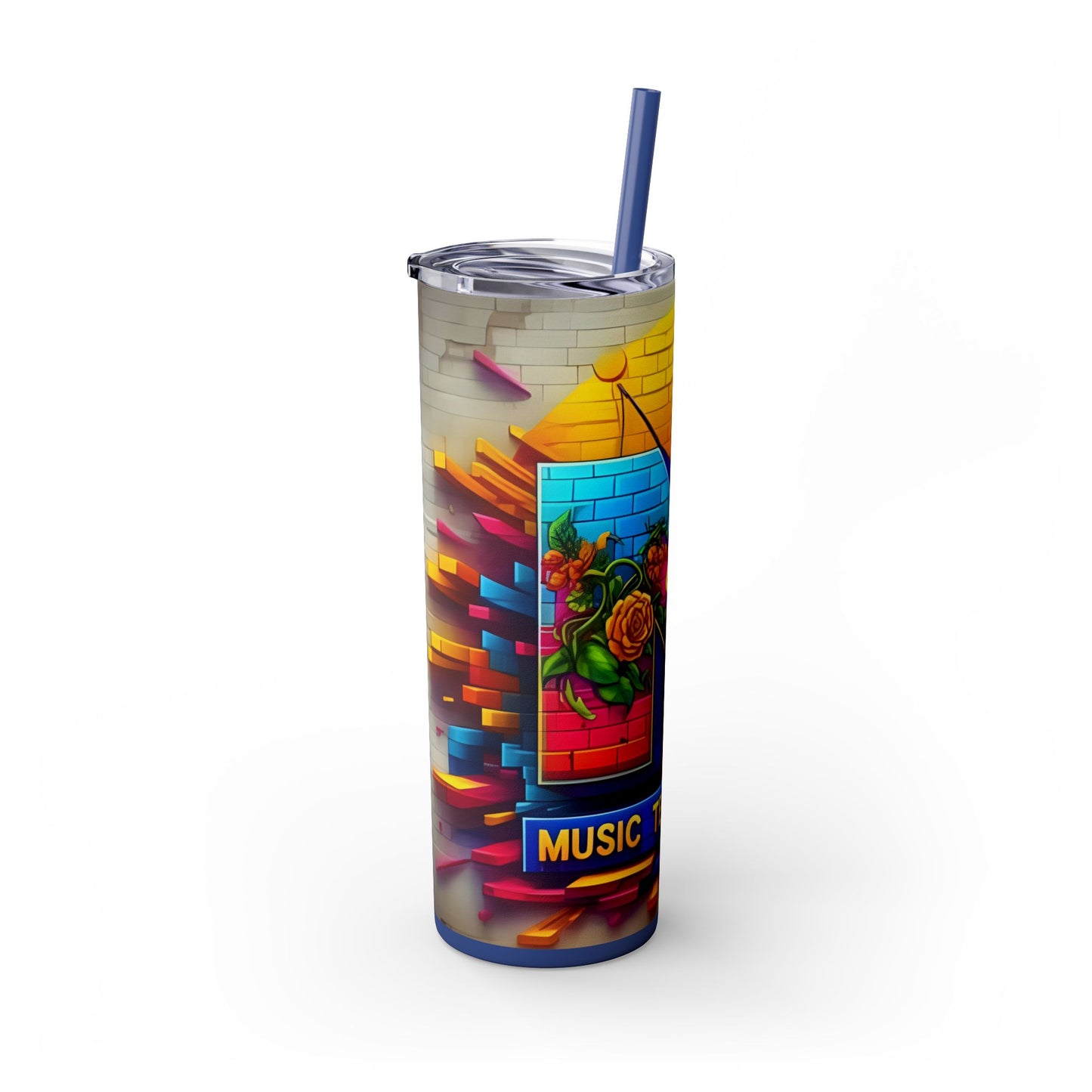 Mtv Telivision - (80s) Skinny Tumbler with Straw, 20oz - Rock n Royalty Designs