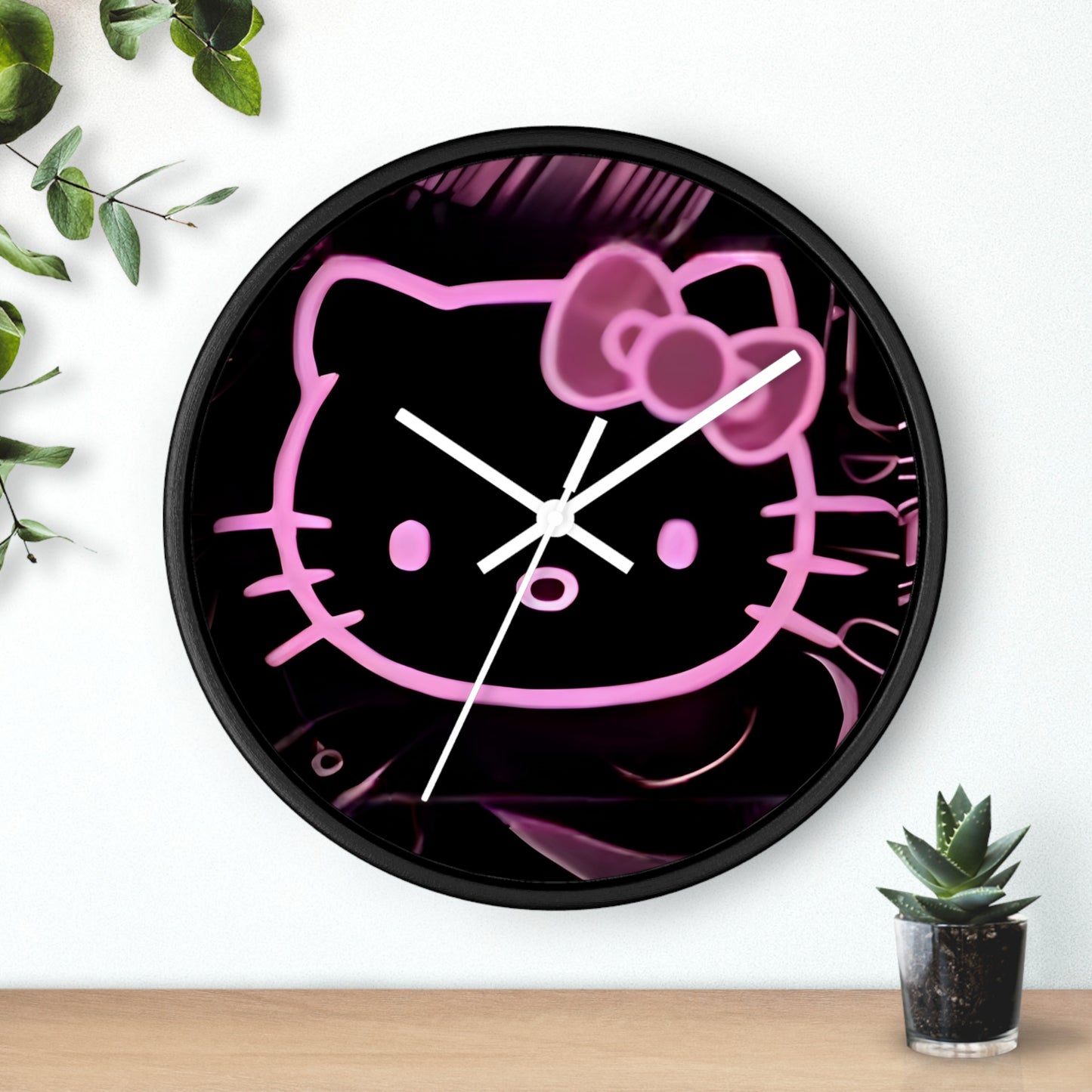 MS. KItty- Black/Pink - Wall Clock Printify