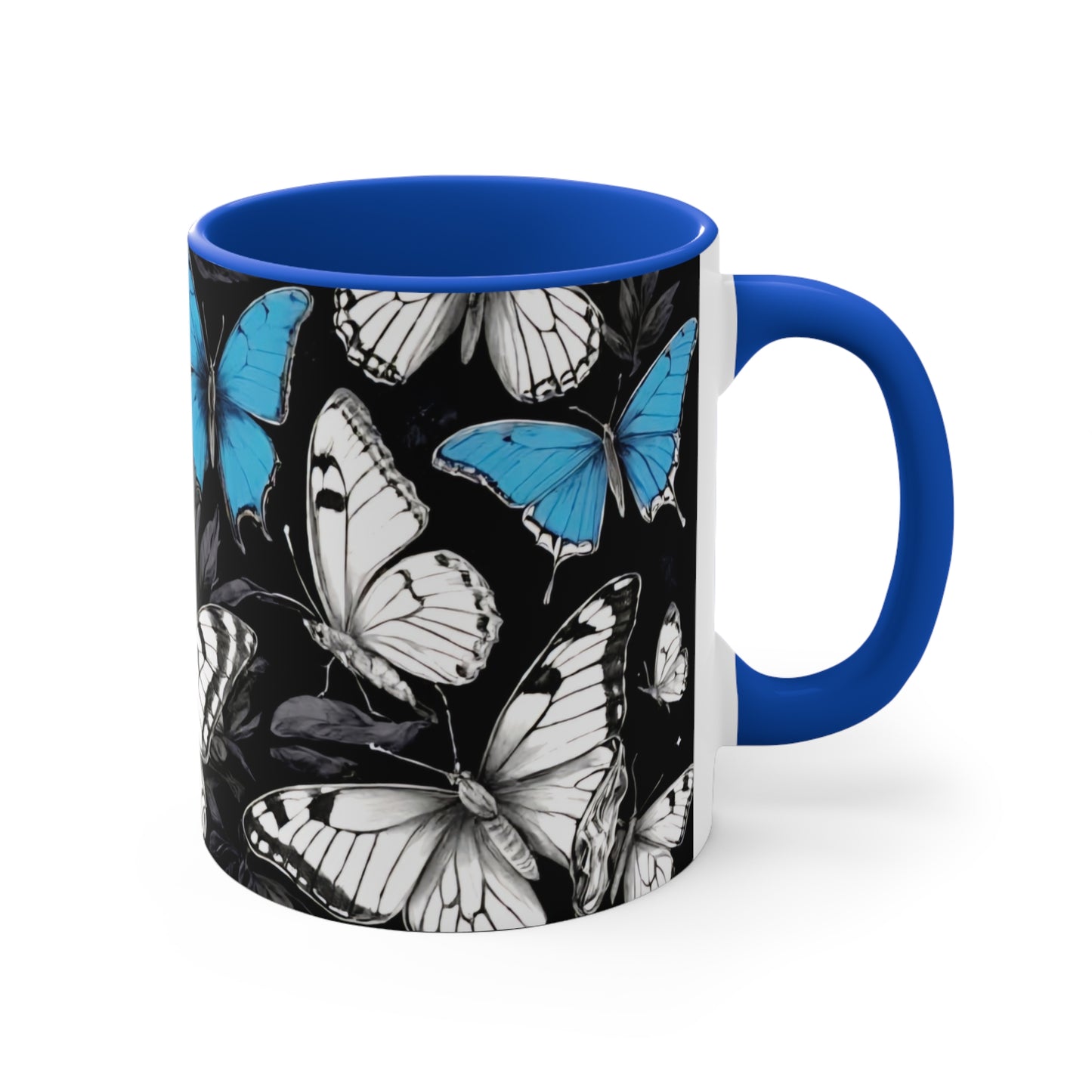 BLUE BUTTERFLIES - 11oz Accent Mug - Rock n Royalty Designs