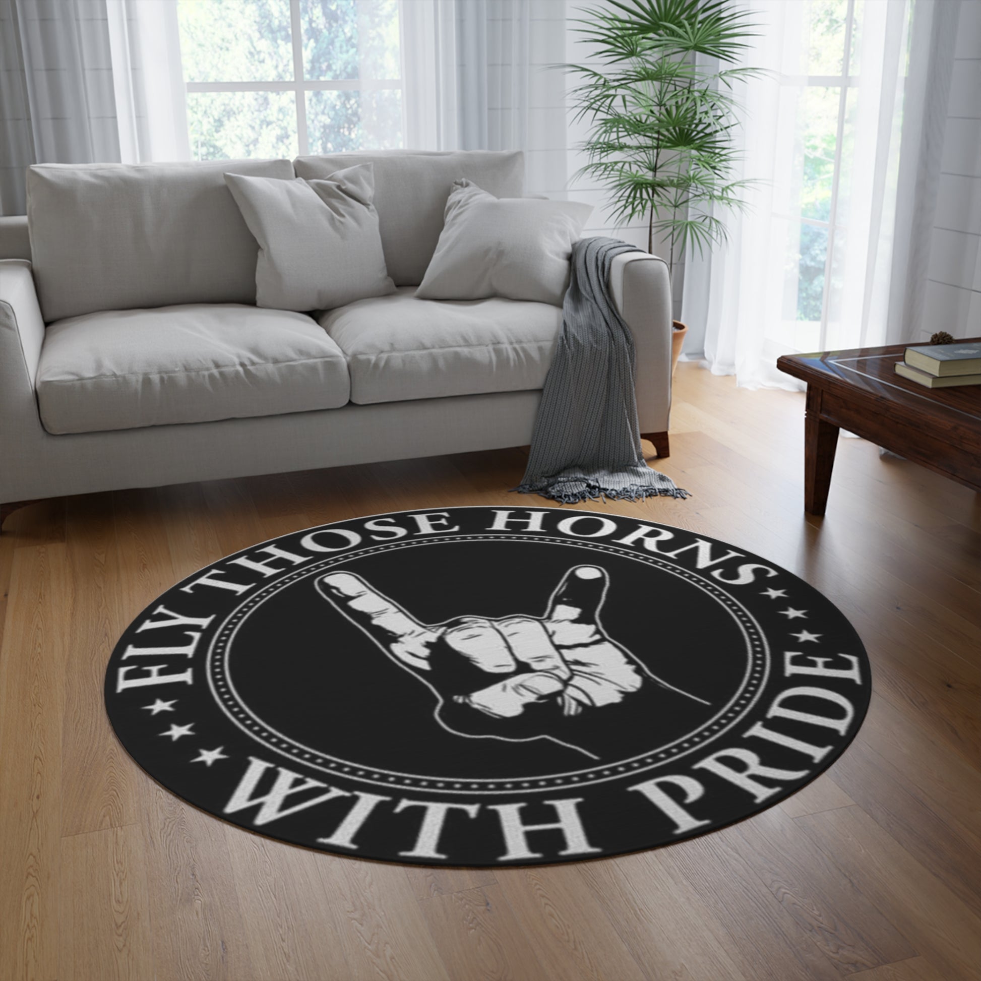 Fly those Horns with Pride - Round Rug - Rock n Royalty Designs