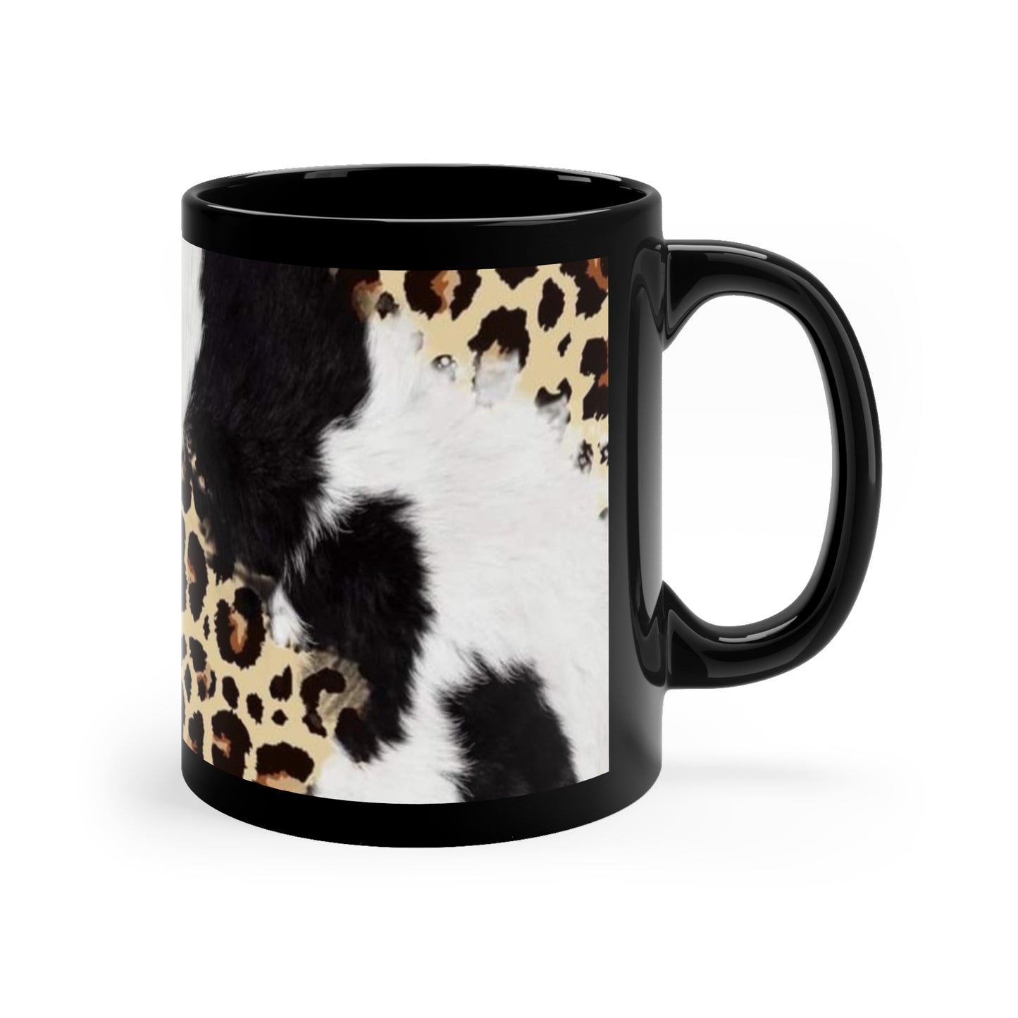 BLK/WHT ANIMAL PRINT  - Black Coffee Mug, 11oz Printify