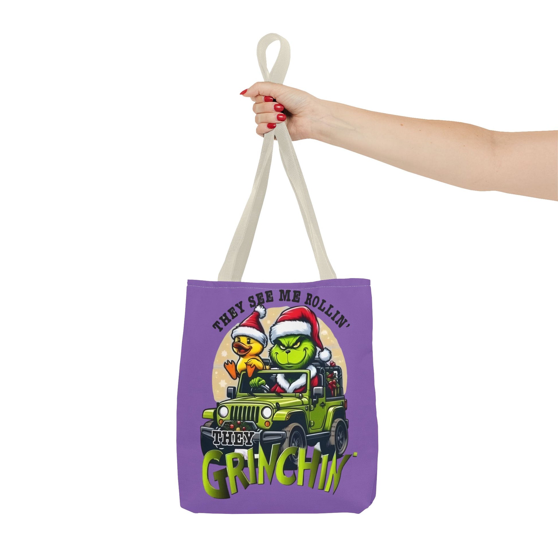 Funny Grinch Tote Bag - They see me Rollin, they Hàtin Printify