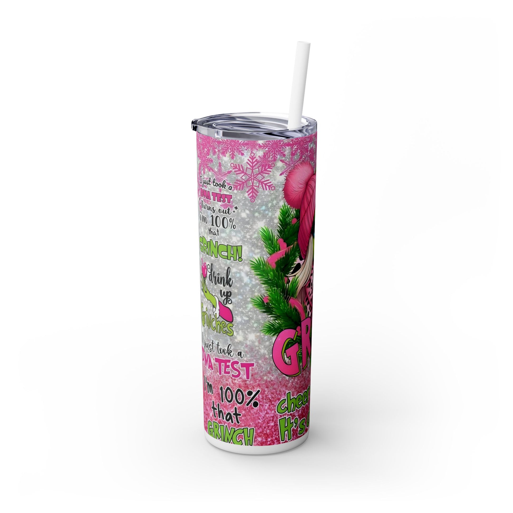 "Grinch Christmas Tumbler - Funny Holiday Drink Cup with Straw" Printify