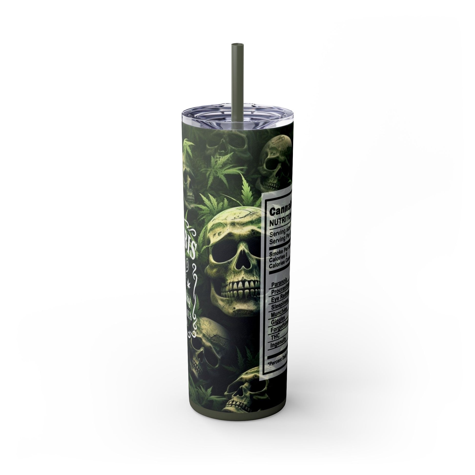 CANNABIS + Servings - Skinny Tumbler with Straw, 20oz - Rock n Royalty Designs