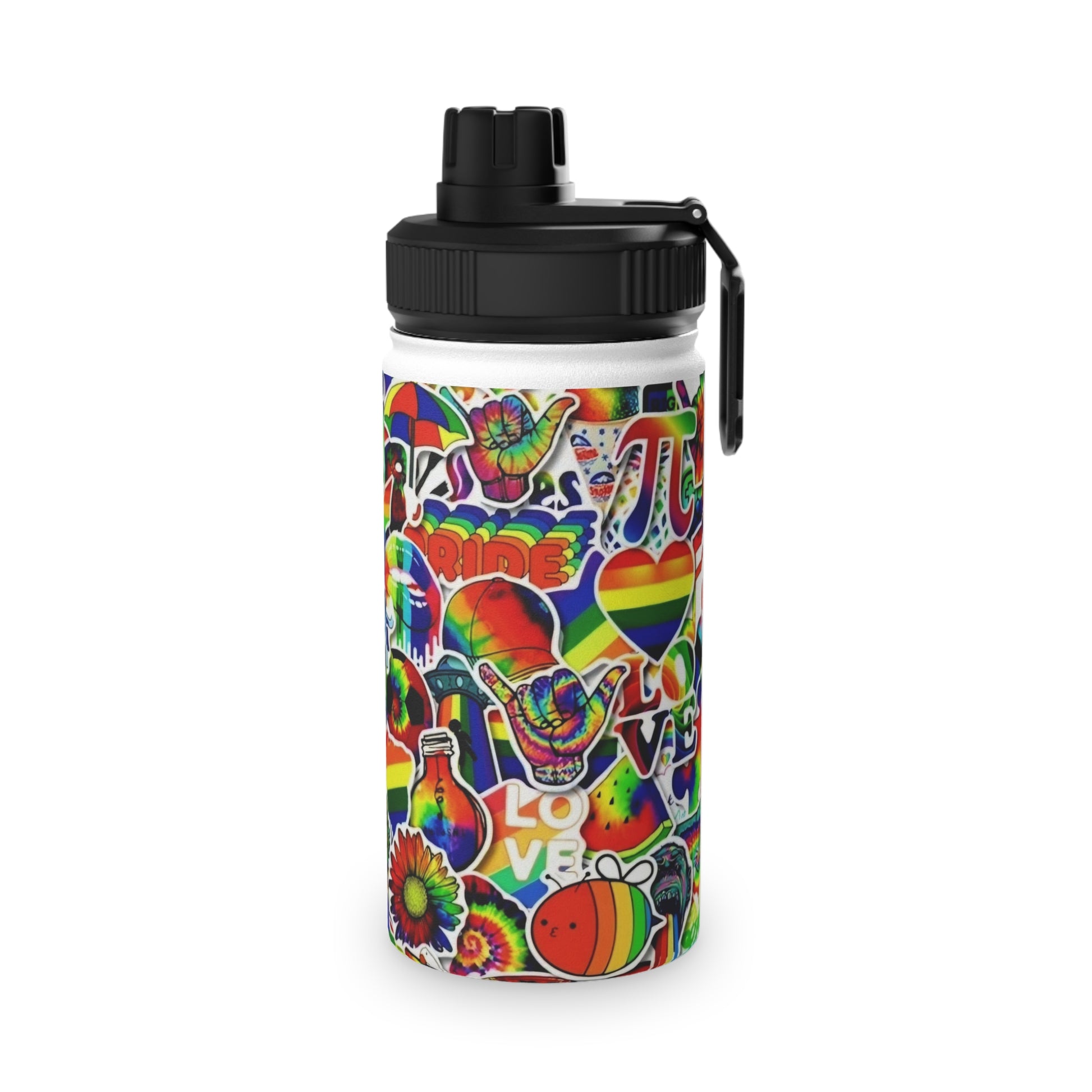 Colorful Foe Sticker Stainless Steel Water Bottle, Sports Lid Printify