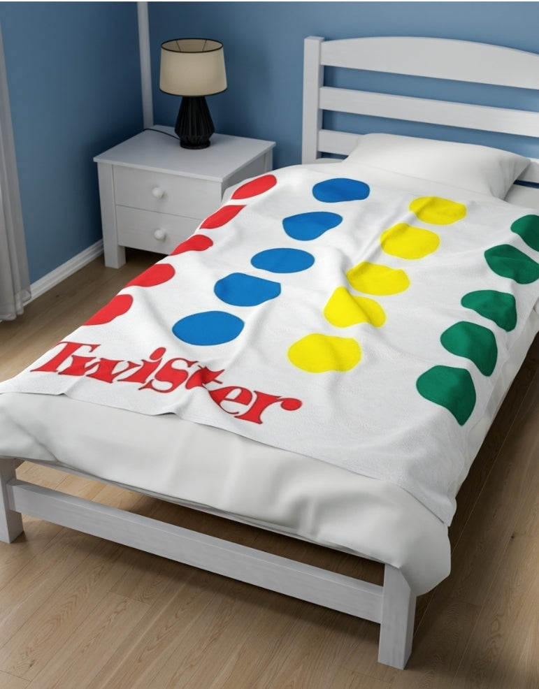 "Nostalgic Twister Game Blanket  - Transform Your Bedroom into a Playful Paradise    Velveteen Plush Blanket Printify