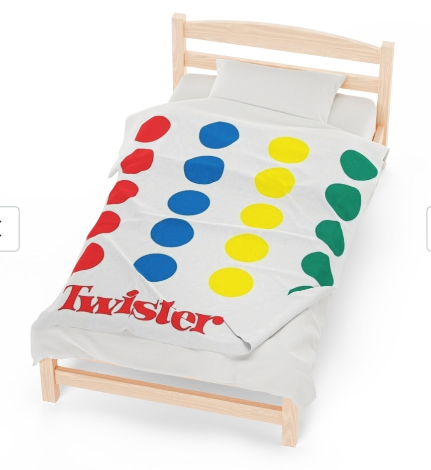 "Nostalgic Twister Game Blanket  - Transform Your Bedroom into a Playful Paradise    Velveteen Plush Blanket Printify