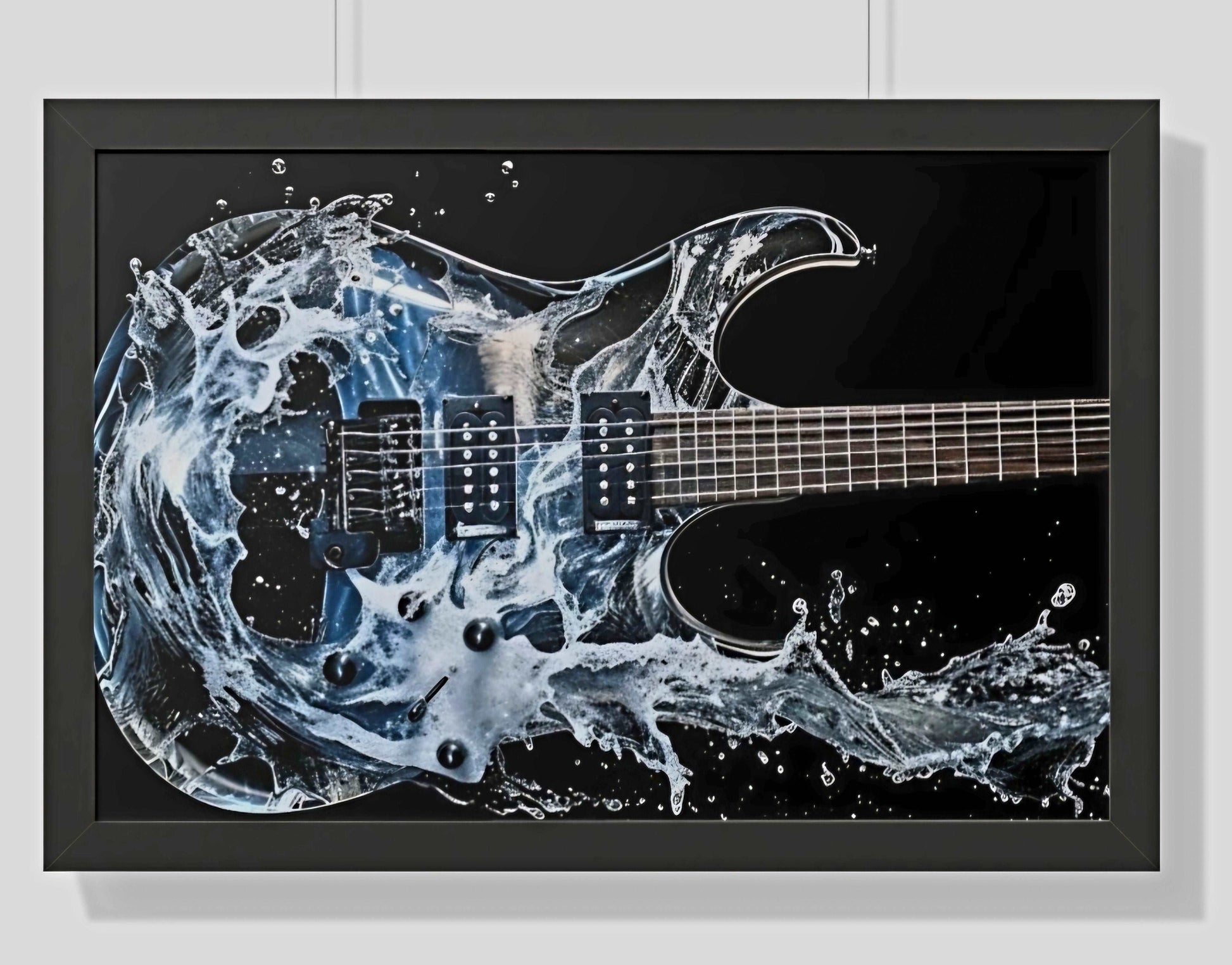 "Liquid Electric Guitar Art | Framed Water Splash Rock Music Wall Decor | Modern Musician Gift"