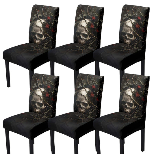 4/6 Stretch Skull Dining Chair Cover Set - Rock n Royalty Designs