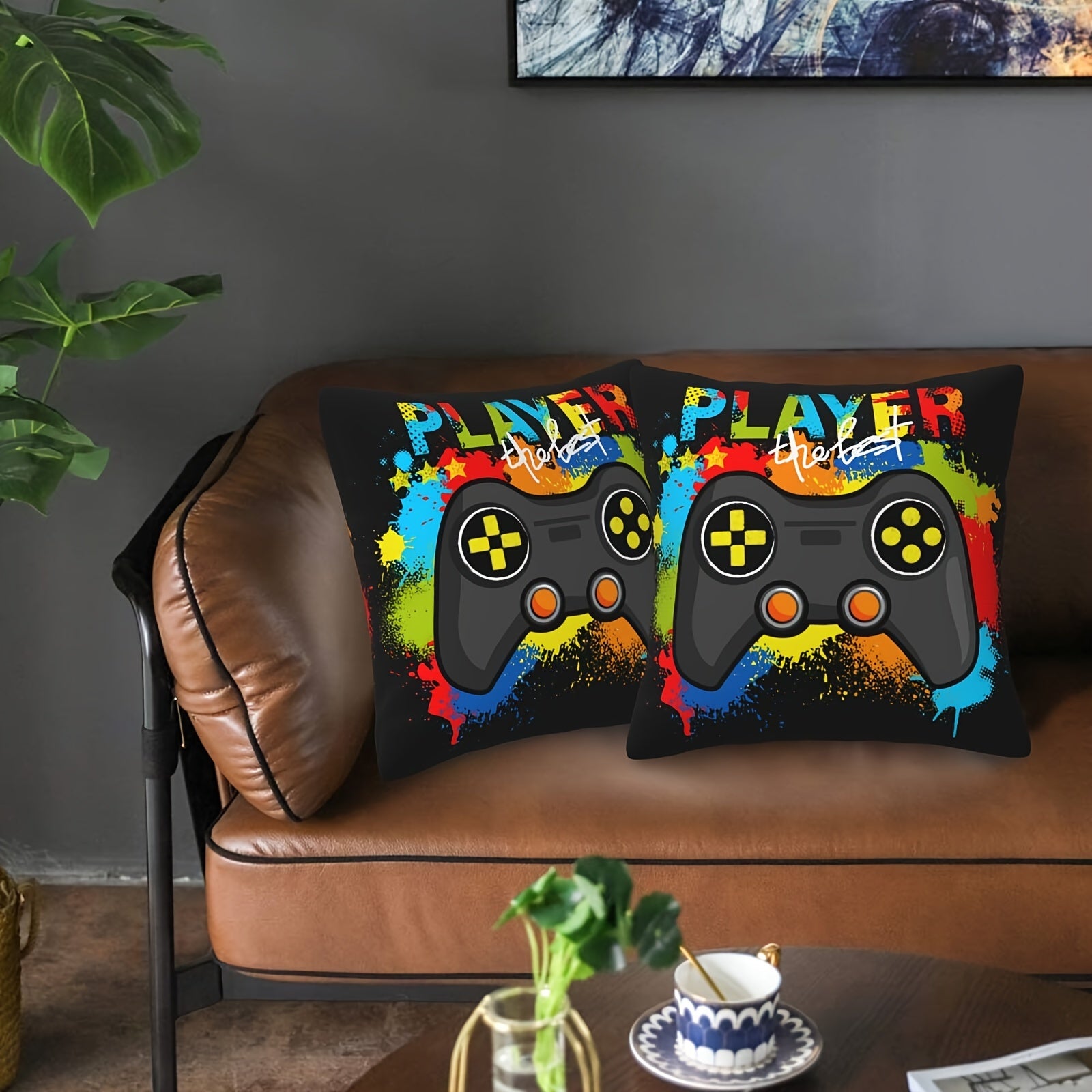 Gaming Pillow Covers Set - Short Plush, Gamer Room Decor 18x18 - Rock n Royalty Designs