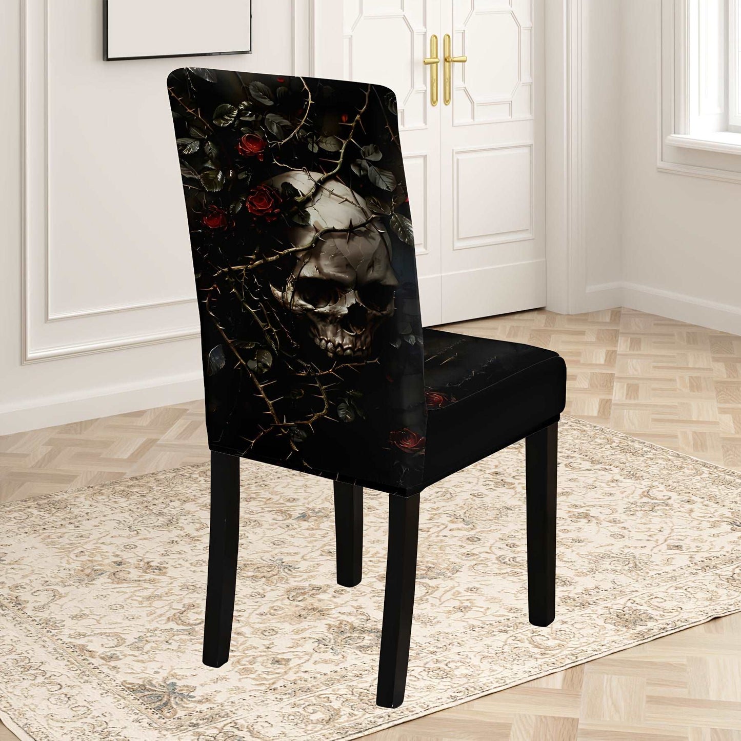 4/6 Stretch Skull Dining Chair Cover Set - Rock n Royalty Designs