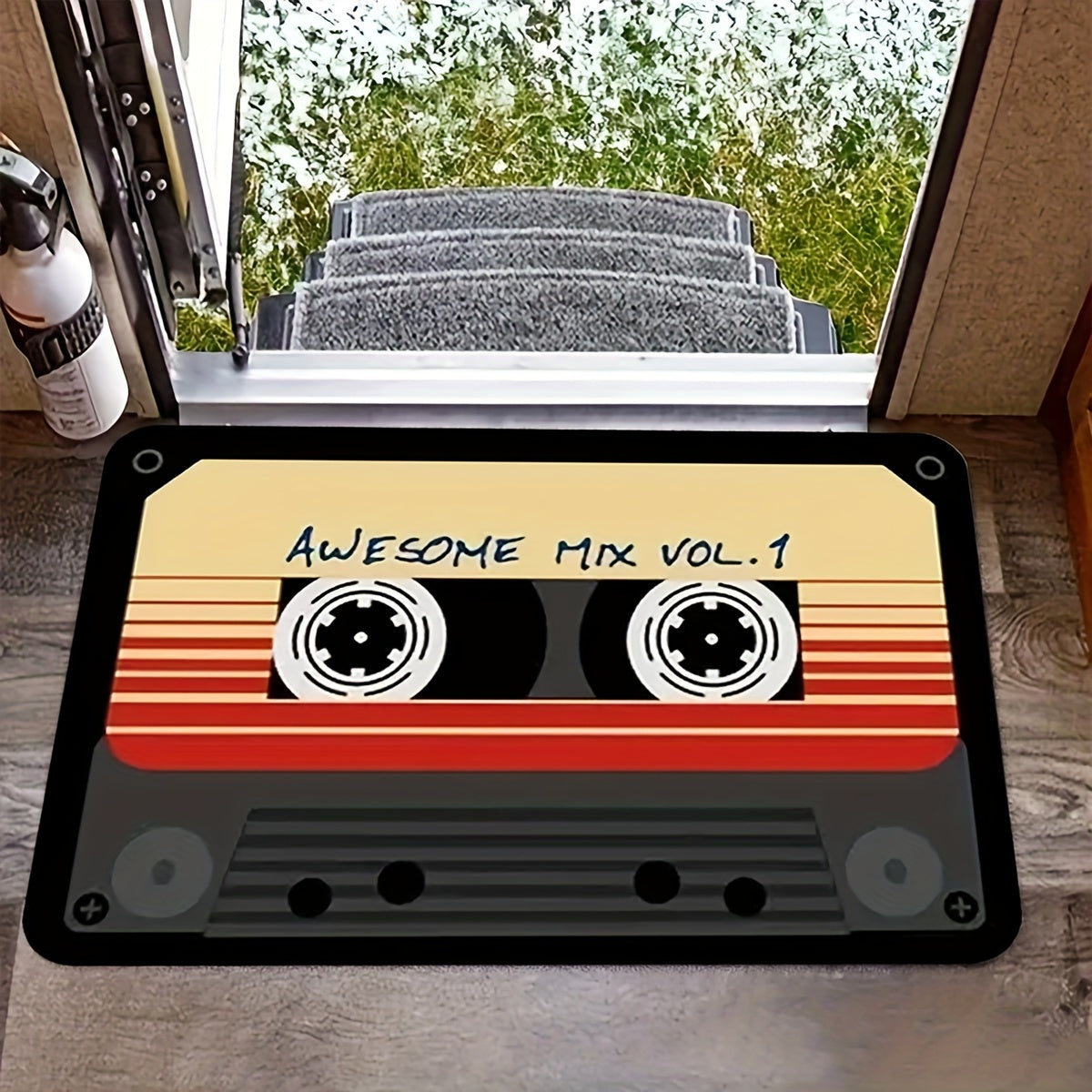 Retro Cassette Tape Mat - Dirt Resistant Door Rug - Multi-Use Entryway Mat - Rock n Royalty Designs