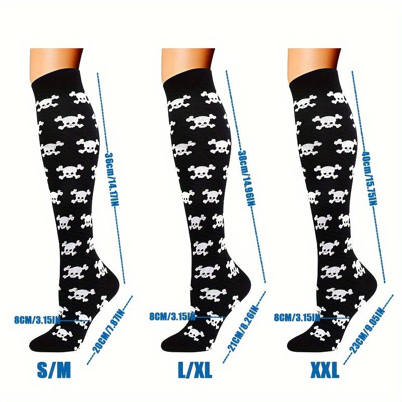 4 Pairs Skull Compression Socks for Women & Men - Rock n Royalty Designs