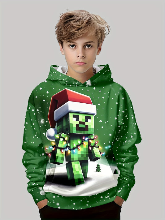 Boys' RoBlox Christmas Hoodie with Pixel Print - Rock n Royalty Designs