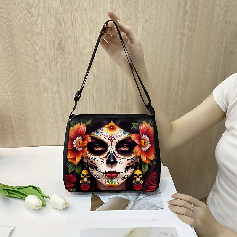 Skull Print Crossbody Bag - Fashion Shoulder Travel Purse - Rock n Royalty Designs