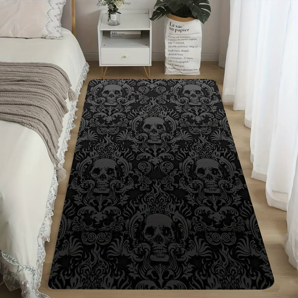 Add a Vintage Touch to Your Home with this Vintage Gothic Skull Damask Area Rug! - Rock n Royalty Designs