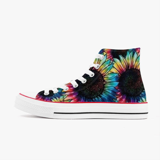 "Vibrant Tie-Dye Sunflower High-Top Sneakers - Rock N Royalty Collection" Vibrant Tie-Dye Sunflower High-Top Sneakers - Kicks - Rock N Royalty Collection"