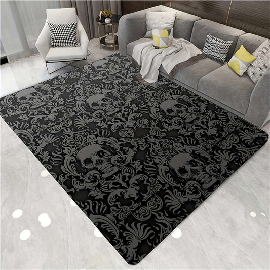 Add a Vintage Touch to Your Home with this Vintage Gothic Skull Damask Area Rug! - Rock n Royalty Designs